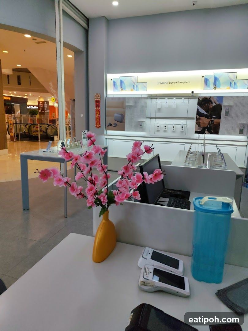 Interior of electronics store