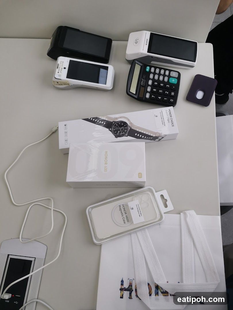 Table with Electronics and Packaging