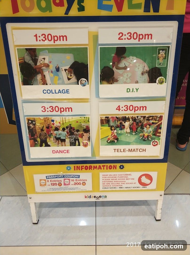 Kidzooona Event Schedule Board