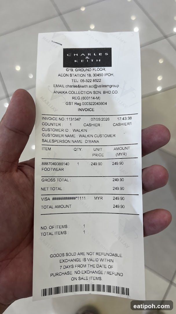 Charles & Keith Receipt
