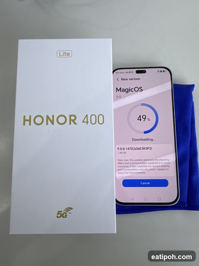 Honor 400 Lite Box and Phone Update Screen