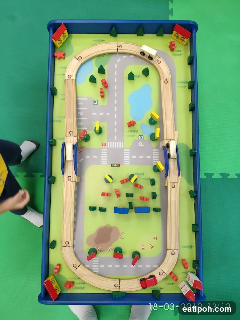 Toy Train Set on Play Mat