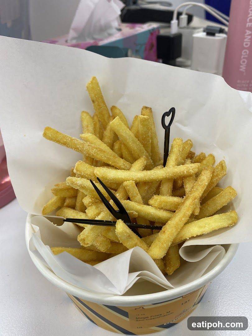 Fries in paper-lined cup