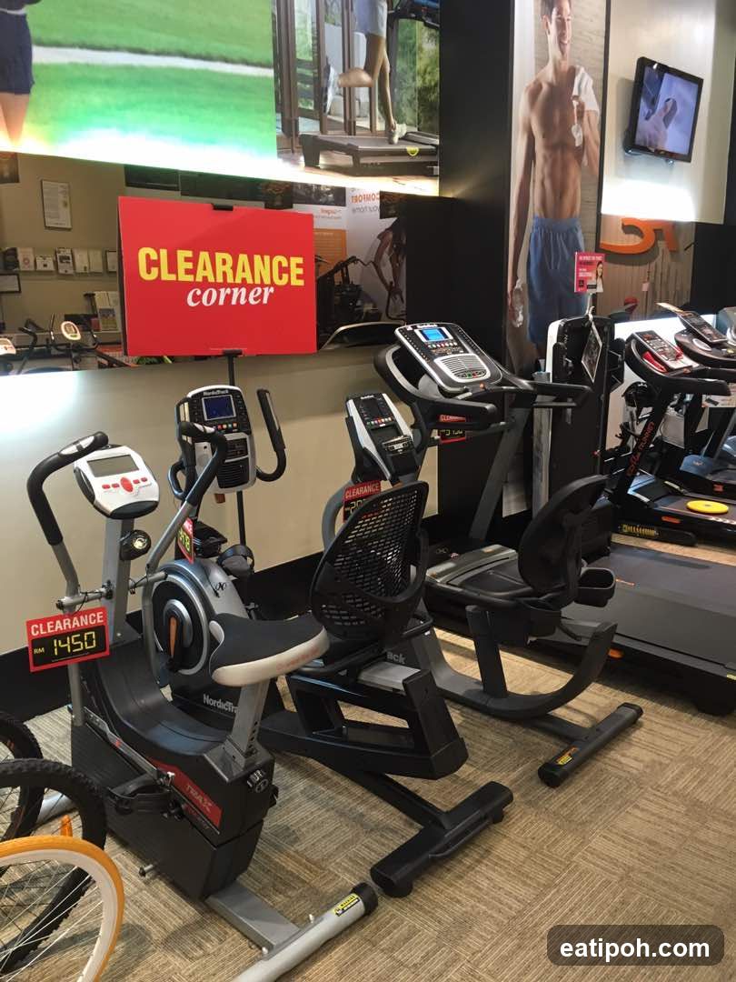 Clearance Corner in Fitness Equipment Store