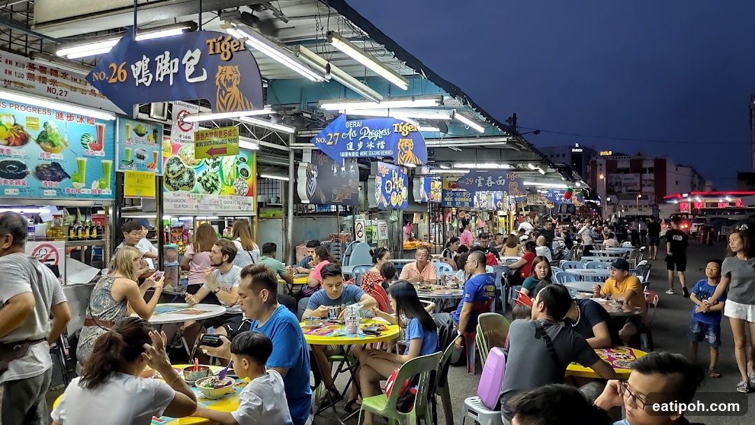 Nighttime outdoor food market