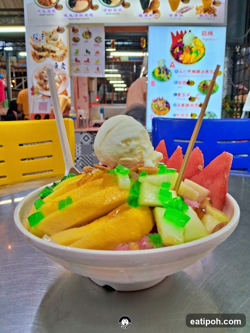 Fruit Ice Cream Bowl at Food Stall