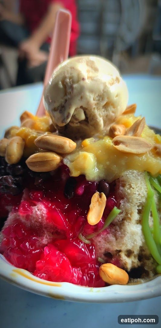 Ice cream dessert with toppings