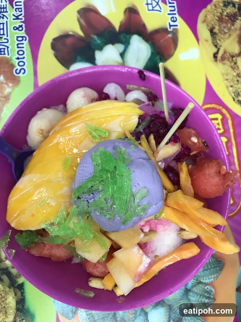 Ice cream bowl with fruit toppings