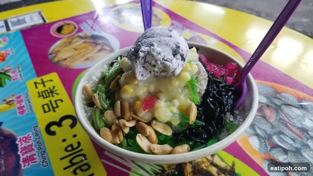 Ice cream dessert with toppings
