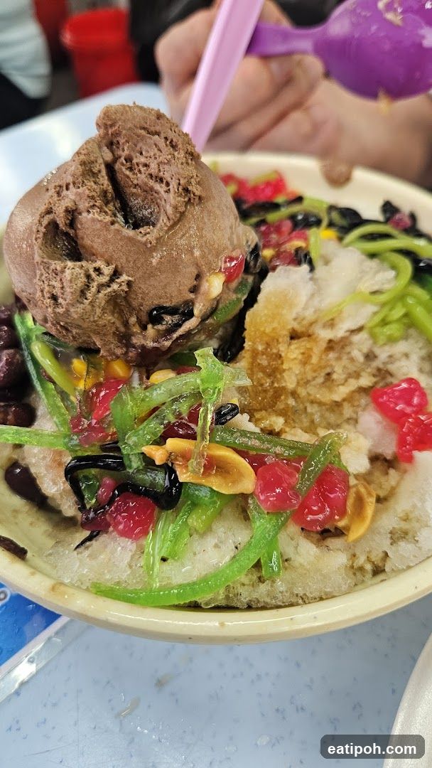 Ice cream dessert with toppings