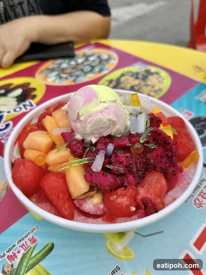 Bowl of Fruit Ice with Ice Cream