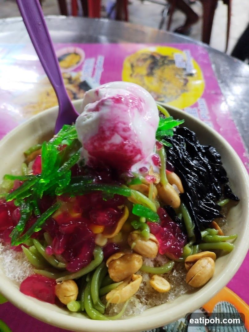 Ice cream dessert with toppings