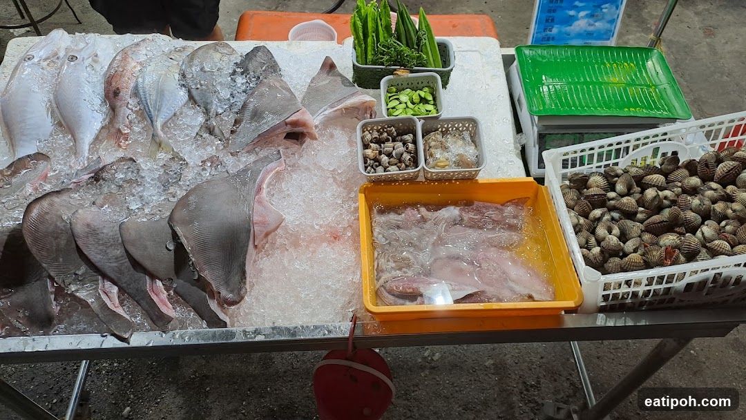 Seafood stall at market