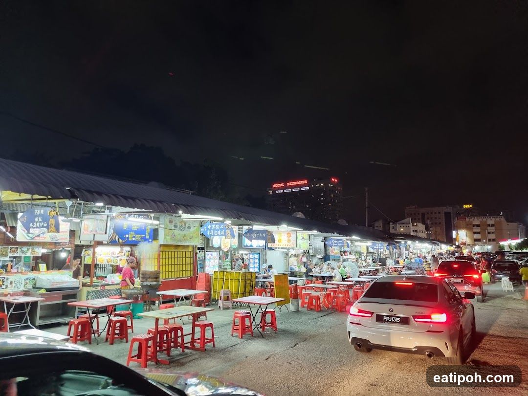 Nighttime street food market