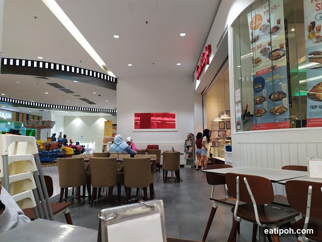 Interior of a shopping mall food court