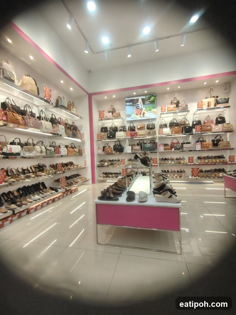 Interior of a shoe and handbag store