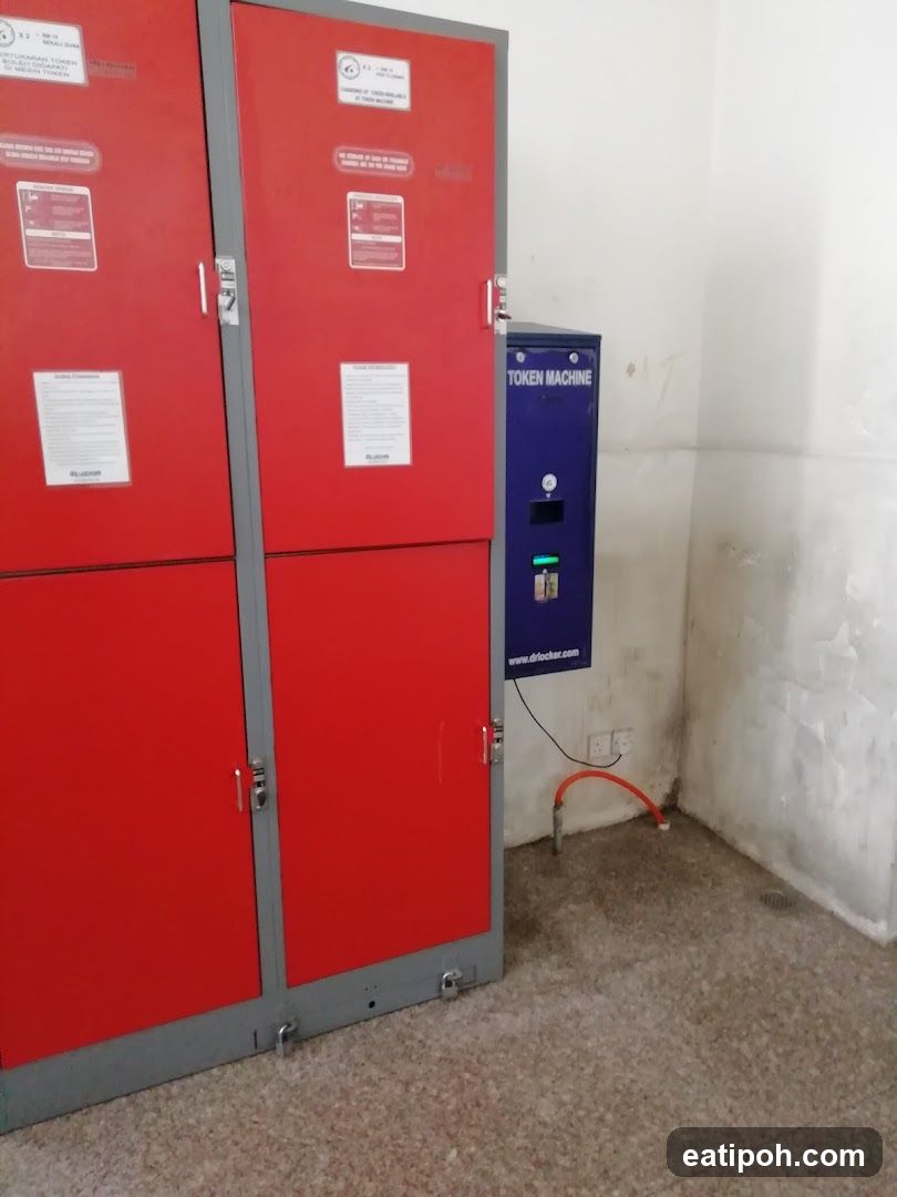 Red Lockers with Token Machine
