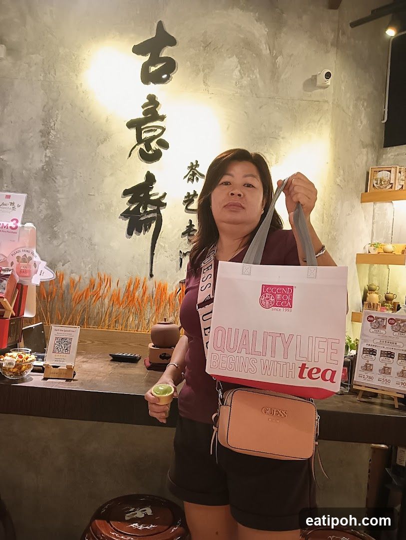 Customer at tea shop interior