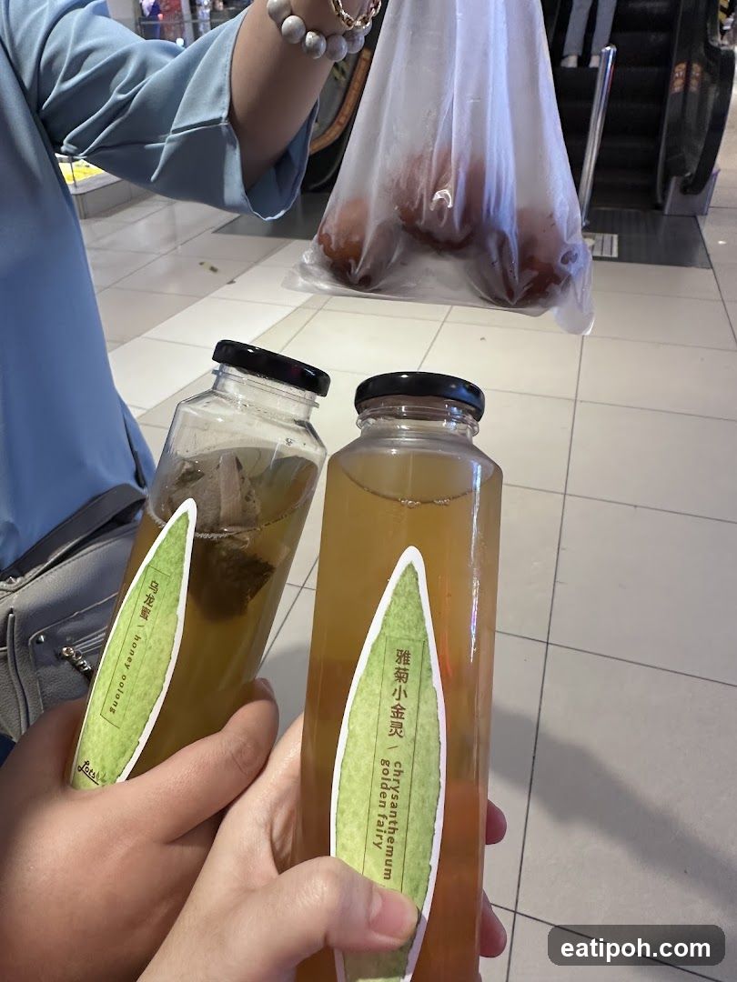 Handheld beverages in shopping mall