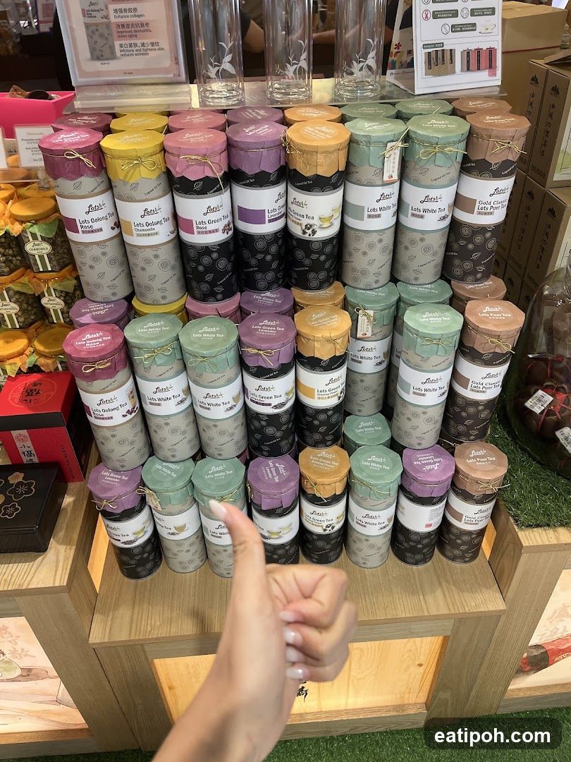Tea product display in store