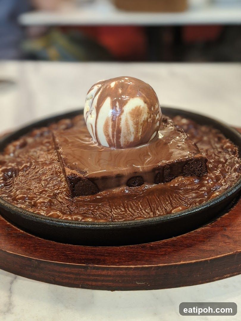 Chocolate dessert with ice cream