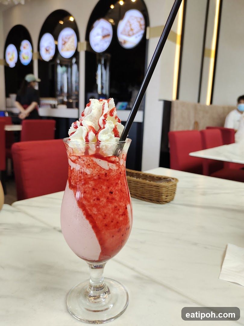 Strawberry Shake in Café Interior