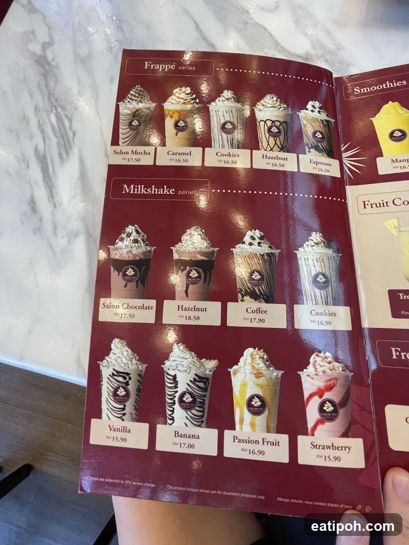 Frappé and Milkshake Menu