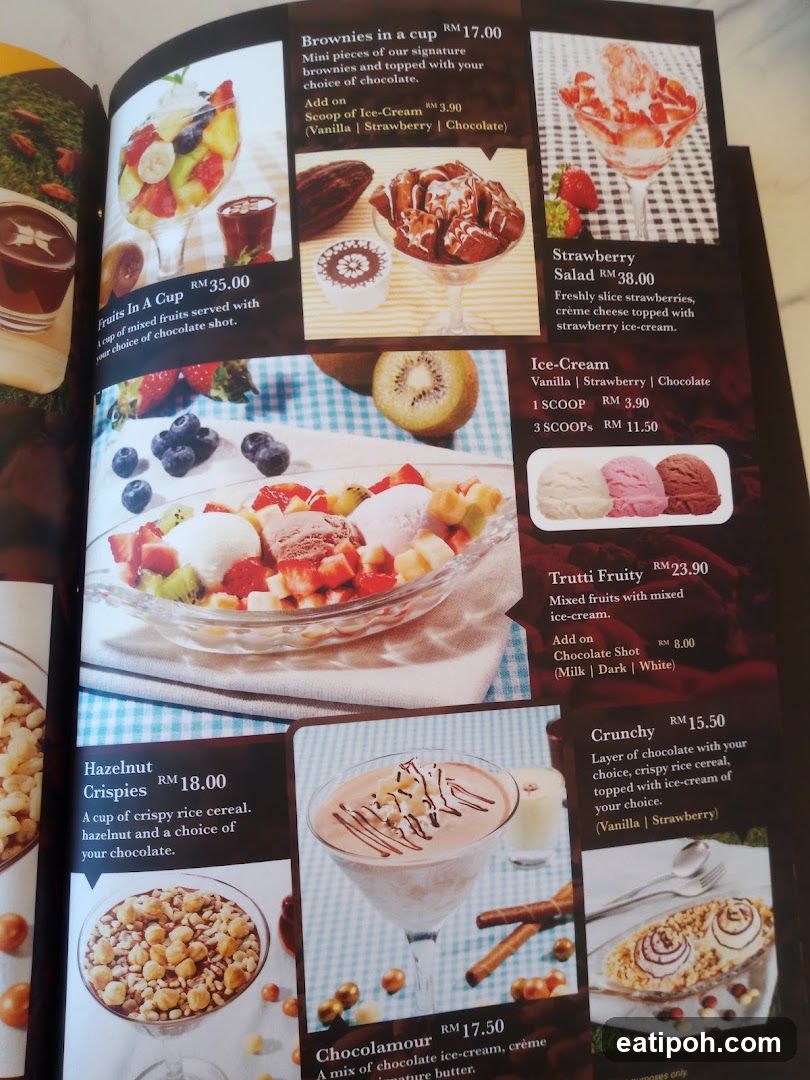 Ice Cream and Dessert Menu