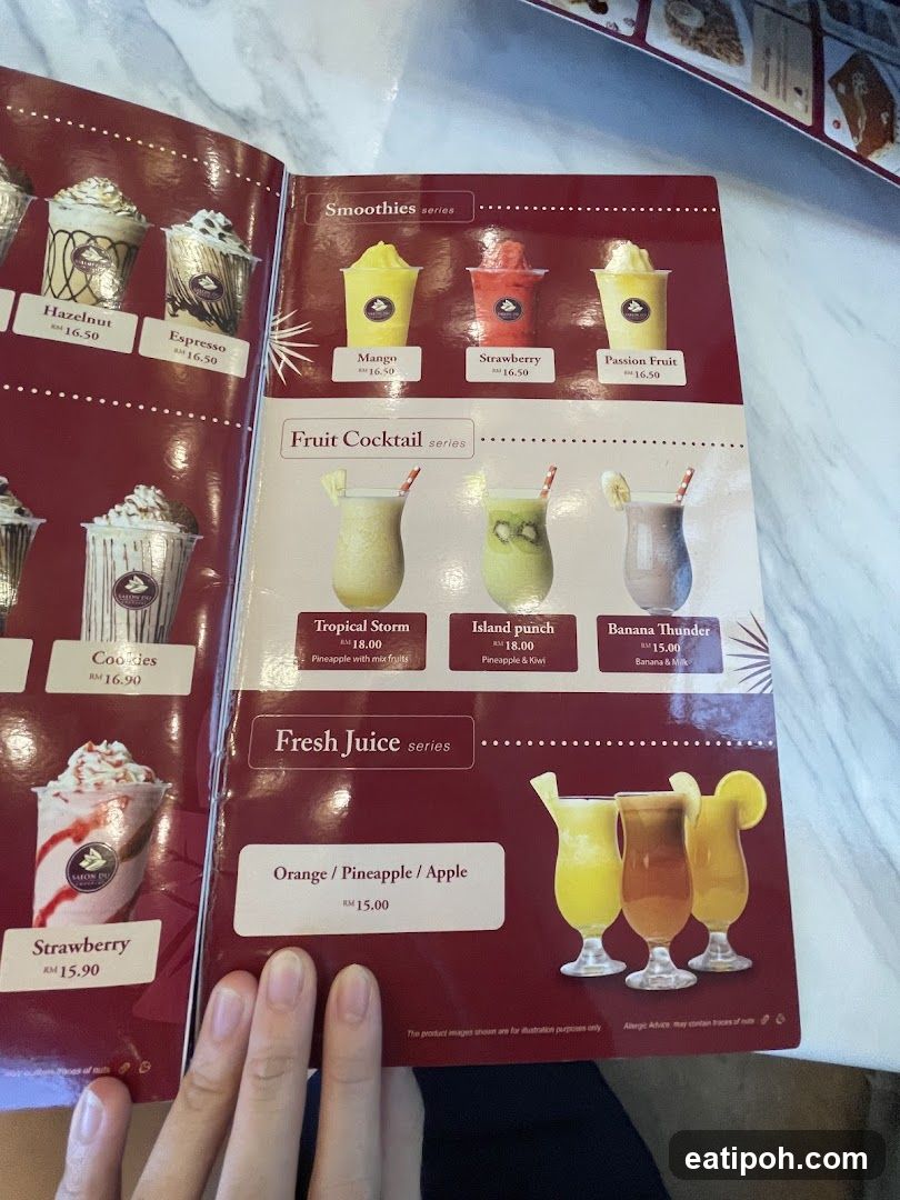 Smoothie and Juice Menu