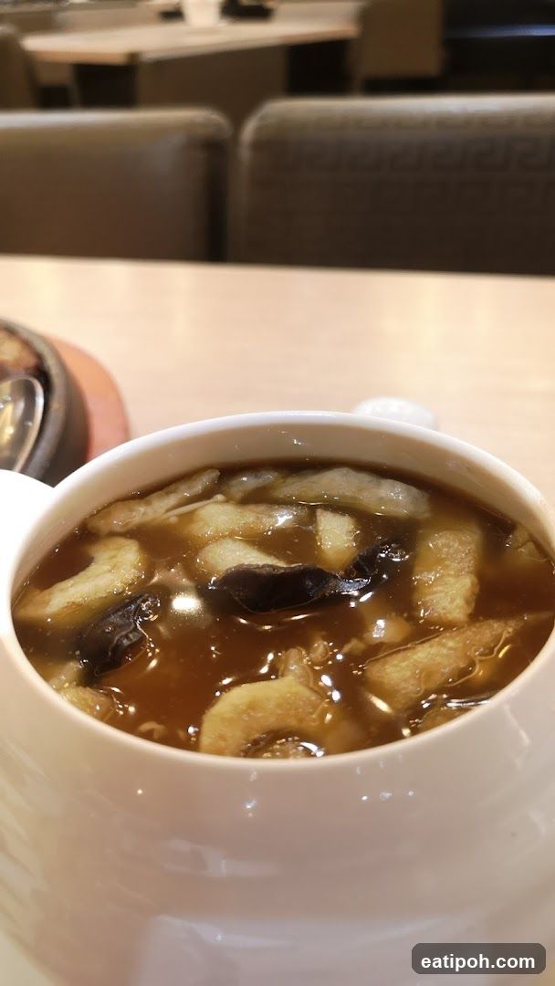 Close-up of soup in a white bowl