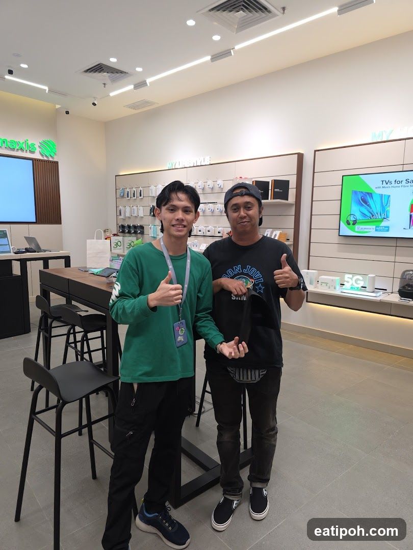 Two individuals in a retail store
