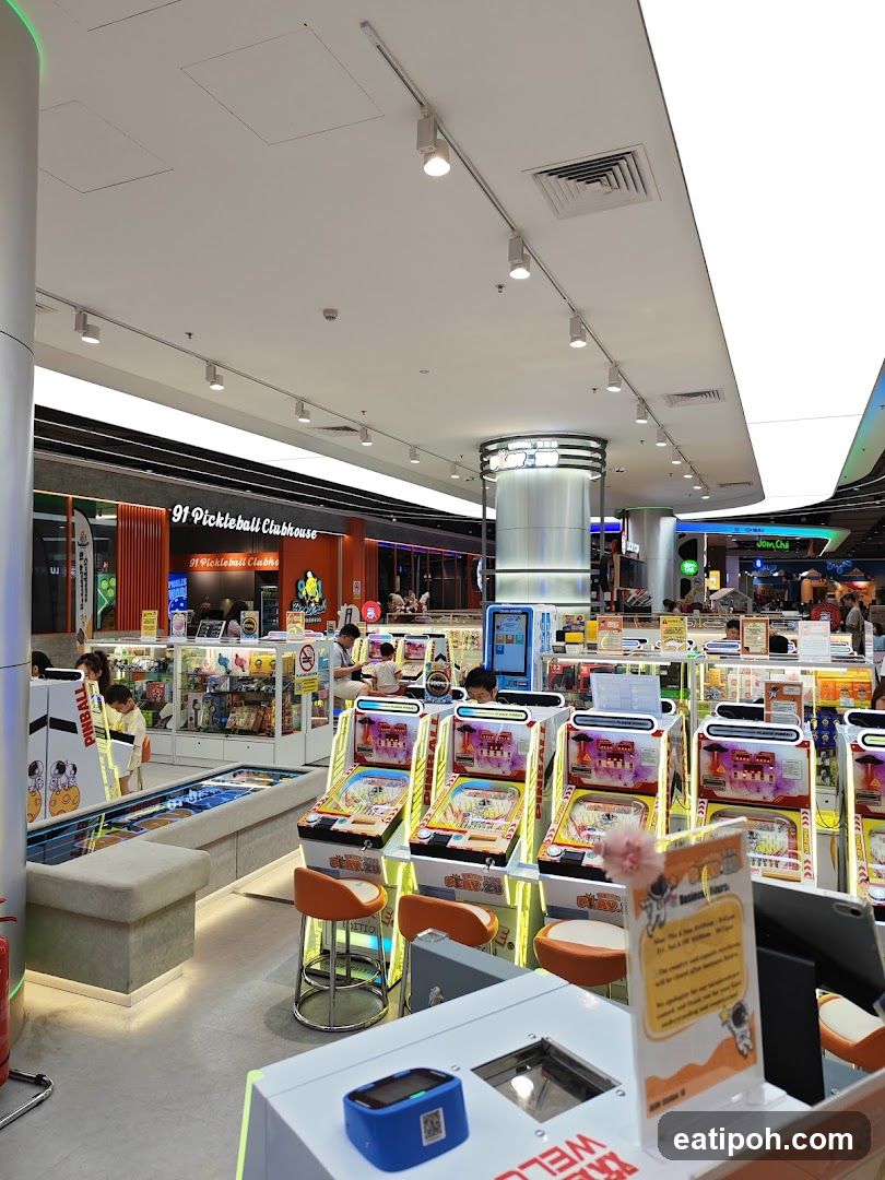 Arcade and retail area inside shopping mall