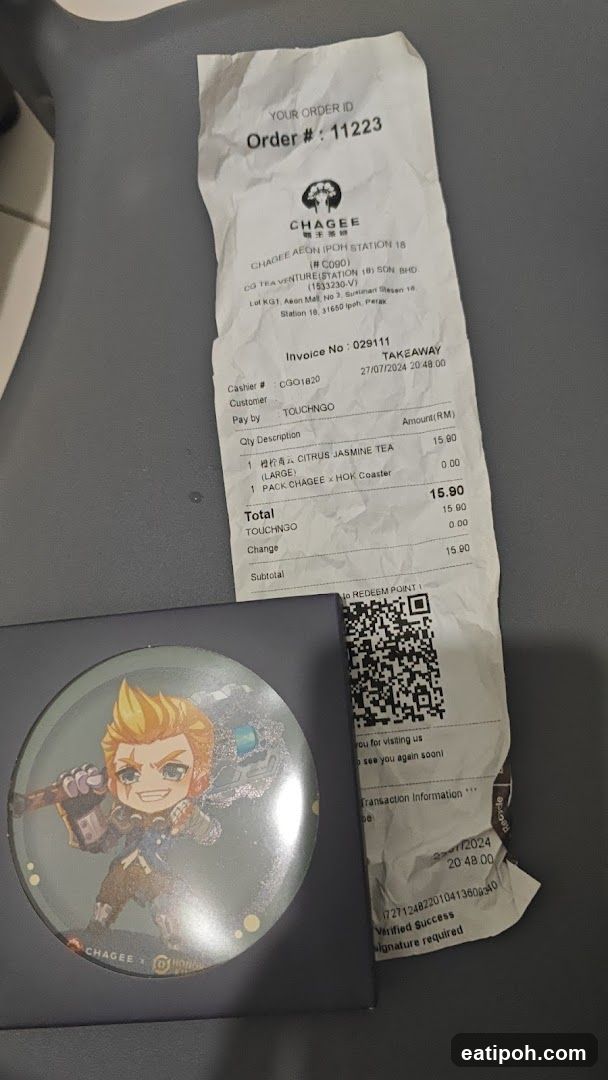 Chagee Aeon Ipoh Station 18 Takeaway Order and Merchandise