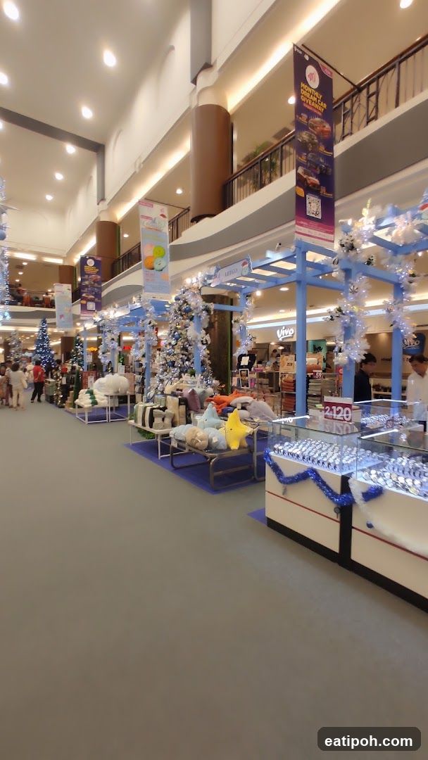 Shopping Mall Interior with Christmas Decorations