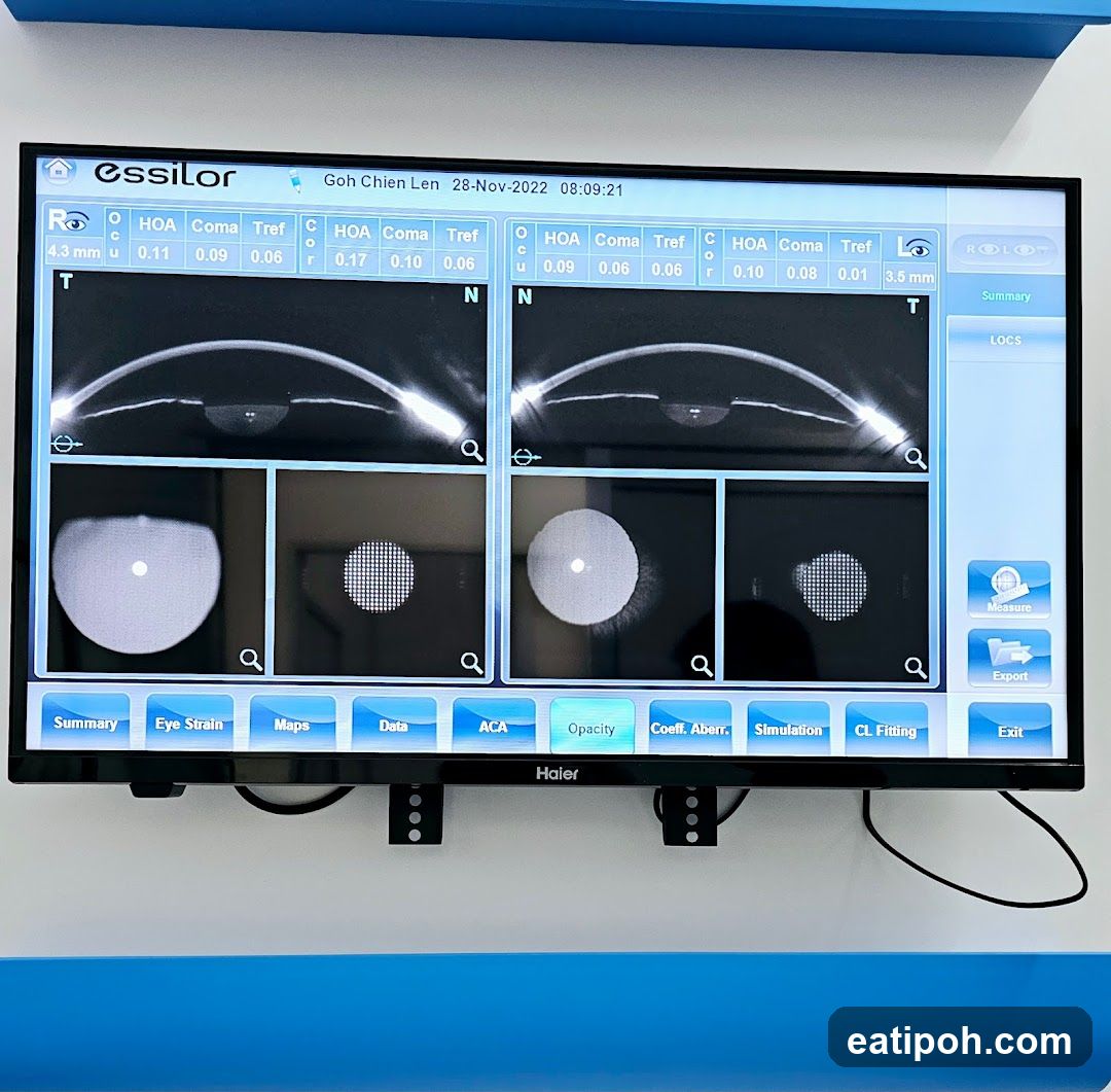 Eye examination screen