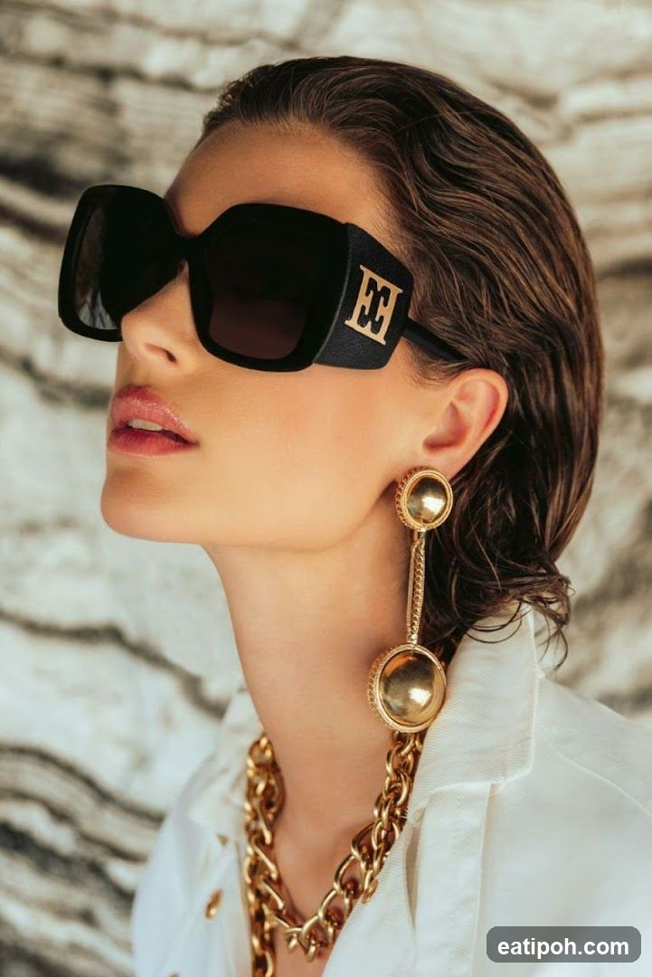 Model wearing luxury accessories