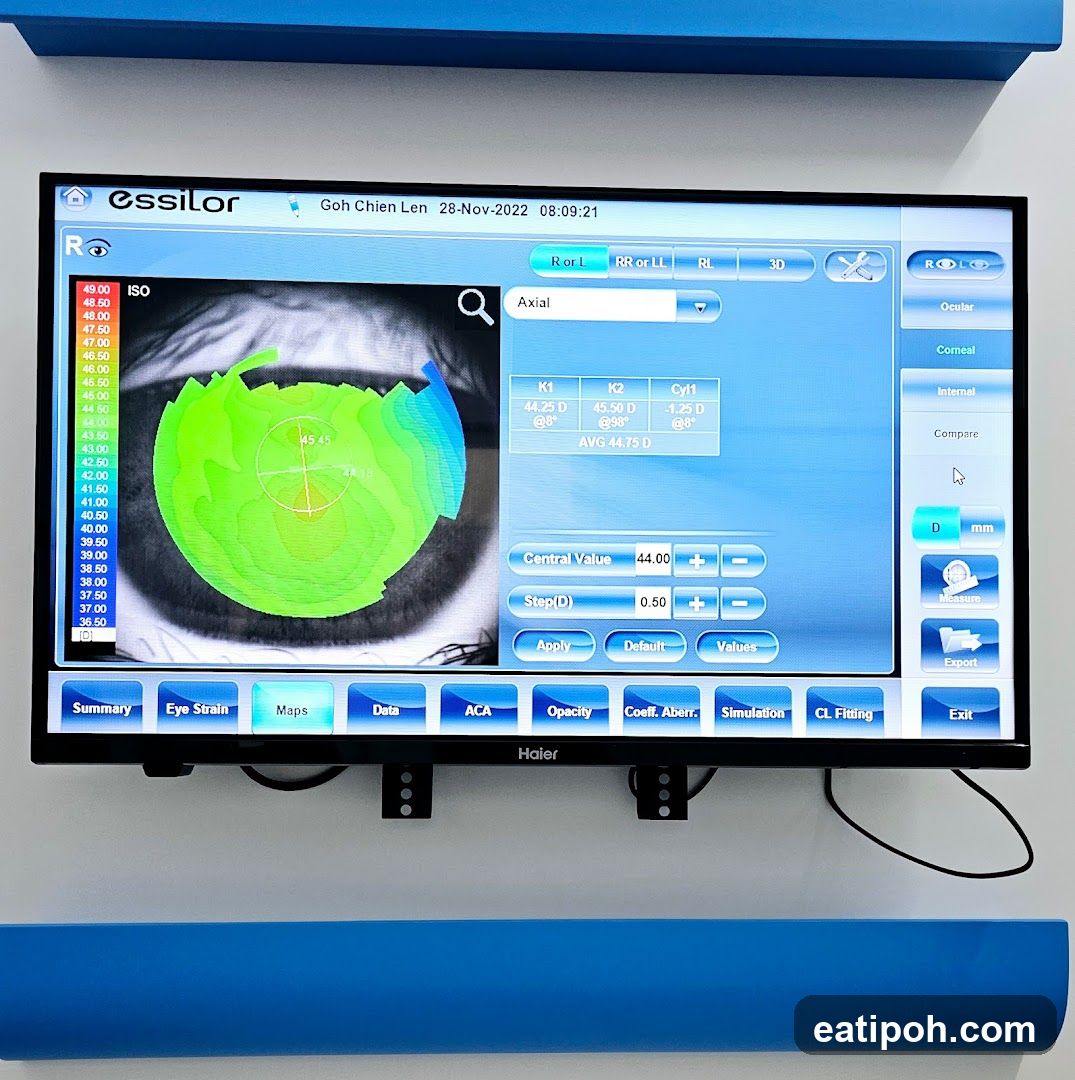 Eye examination screen