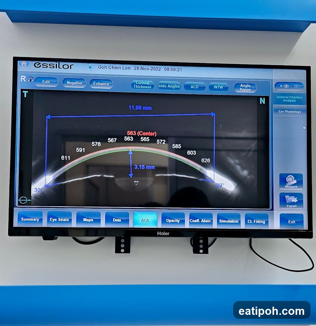 Eye examination screen
