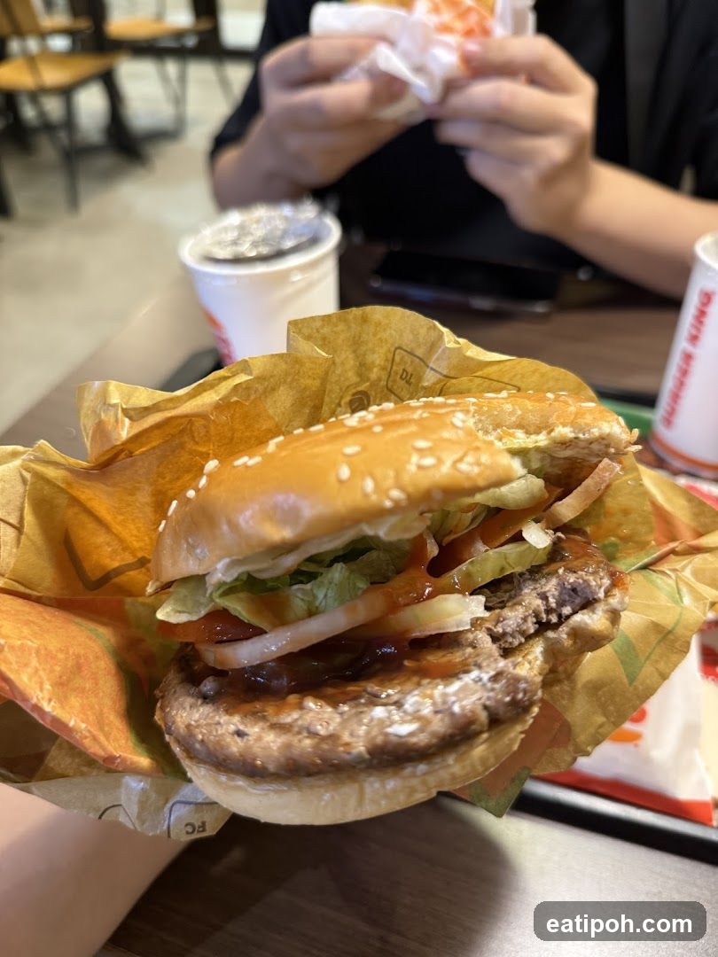 Burger in restaurant setting