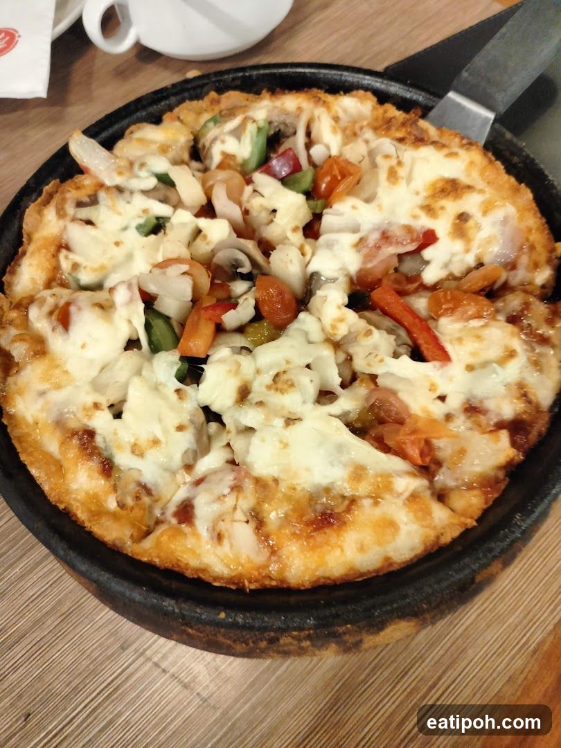 Pizza on a serving plate
