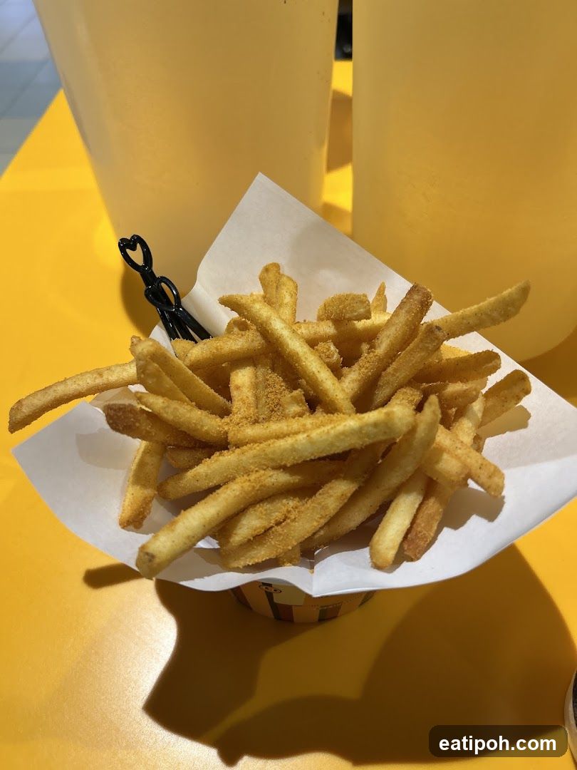Fries on yellow table