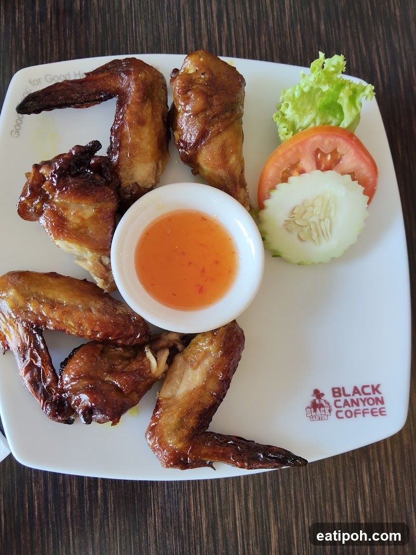 Chicken Wings with Sauce and Vegetables