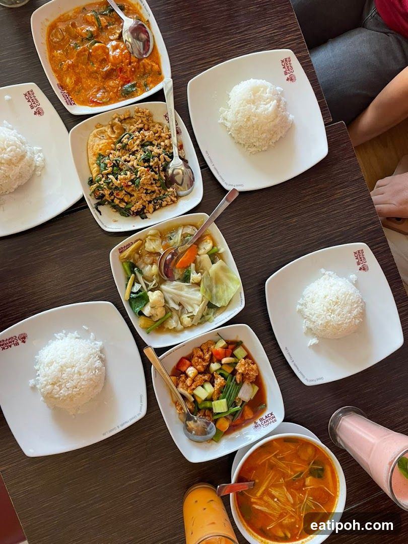 Table with Thai dishes