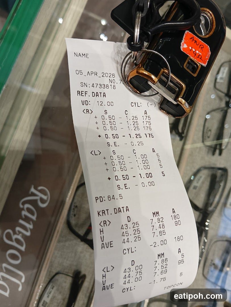 Eyeglass Prescription Receipt