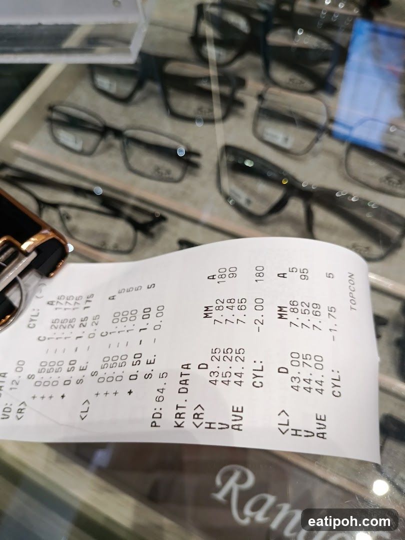 Eyeglass Display with Receipt