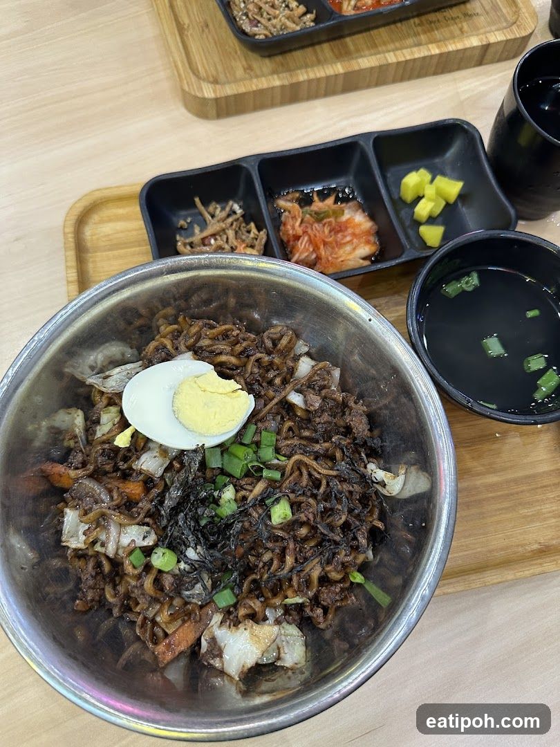 Korean-style meal served on wooden tray
