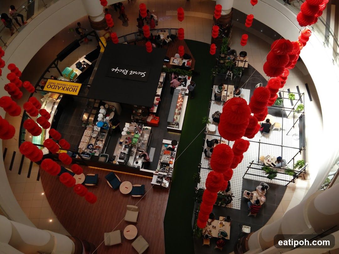 Shopping Mall Interior with Red Lanterns