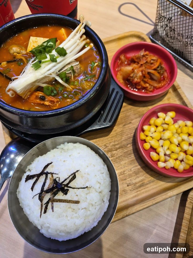 Korean meal served on wooden tray
