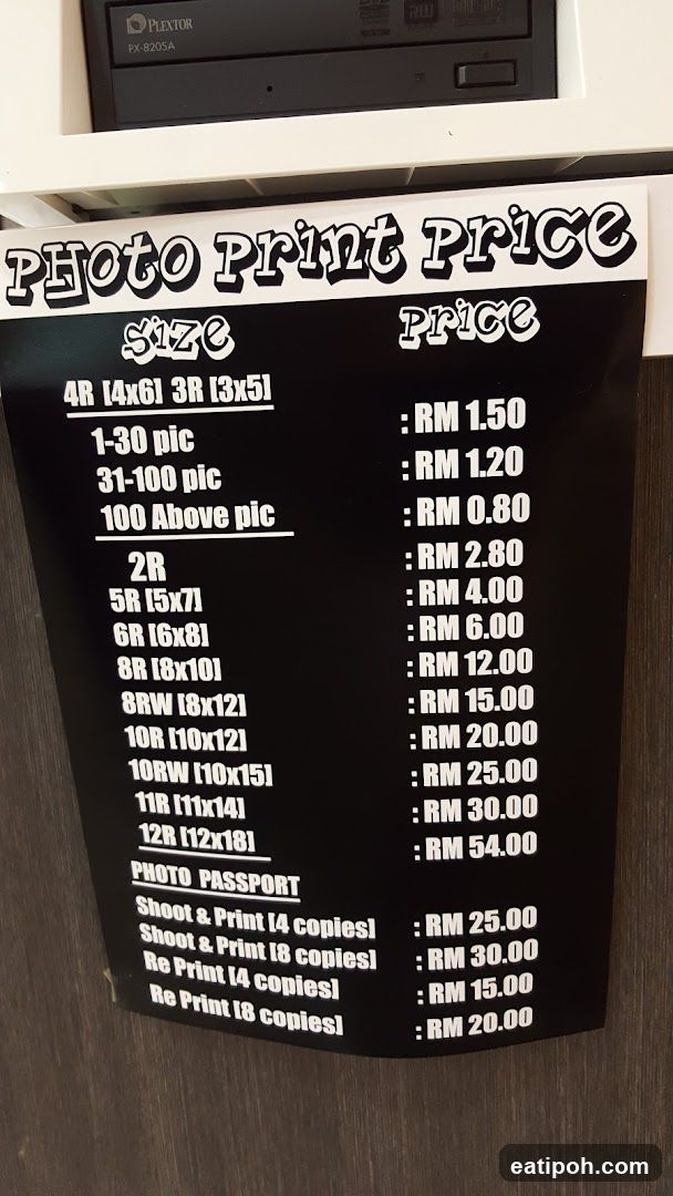 Photo Print Price List