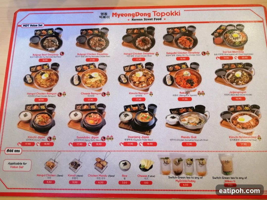 MyeongDong Topokki Menu